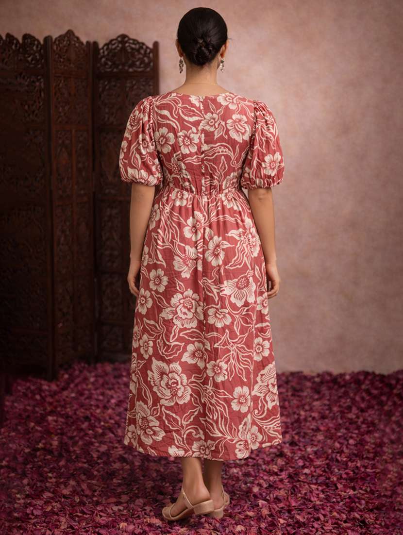 women peach cotton a-line dress - 22463377 -  Standard Image - 4