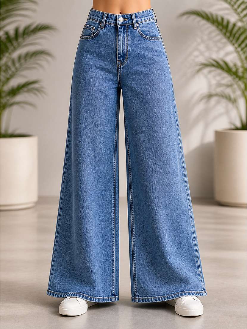 women blue denim jean