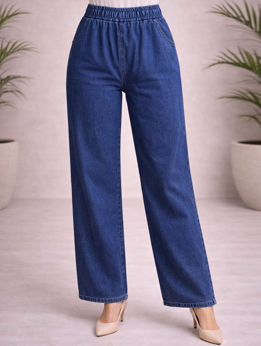 women navy blue denim jean
