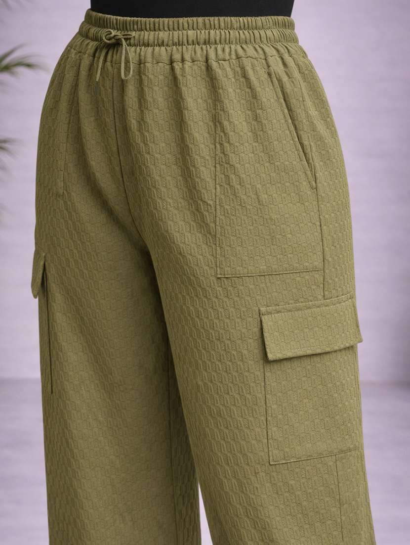 women olive nylon cargo - 22463413 -  Standard Image - 1
