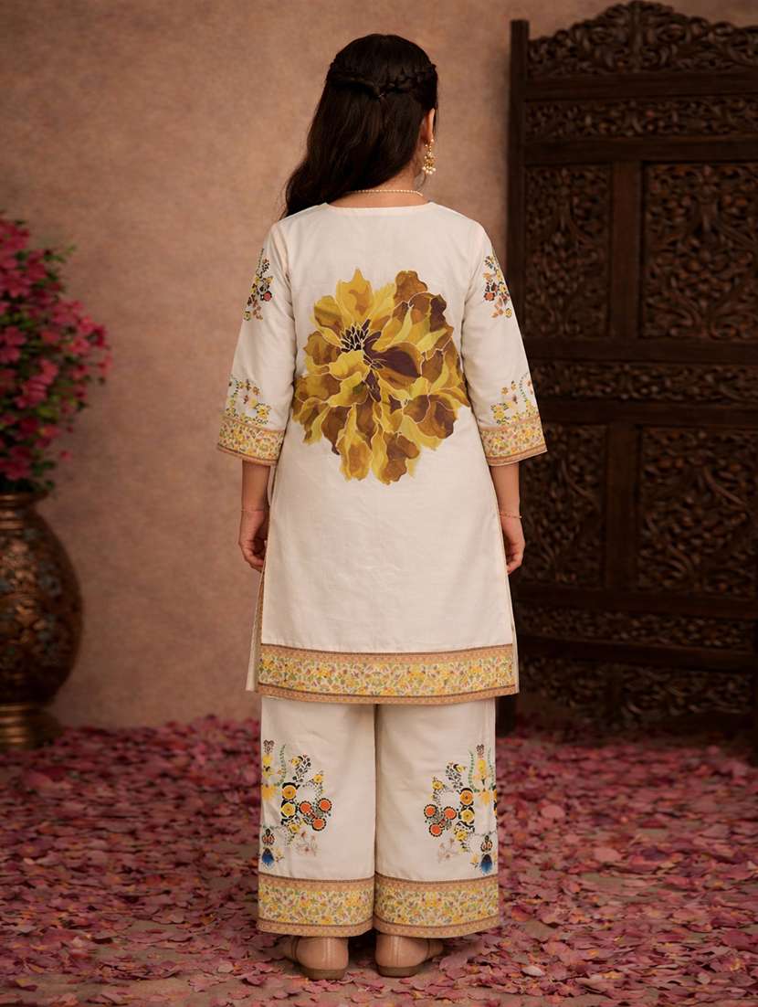 girls lime rayon kurta palazzo set suit set - 22463421 -  Standard Image - 4