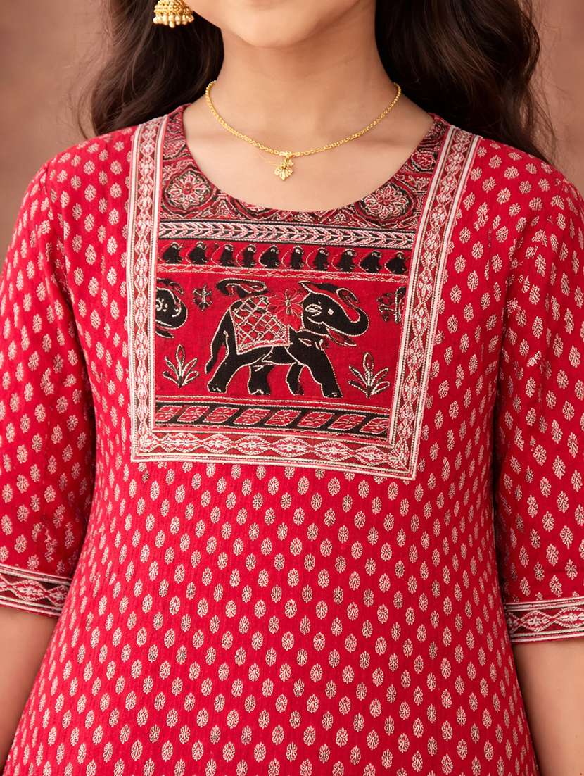 girl cotton kurta palazzo set suit set - 22463423 -  Standard Image - 1