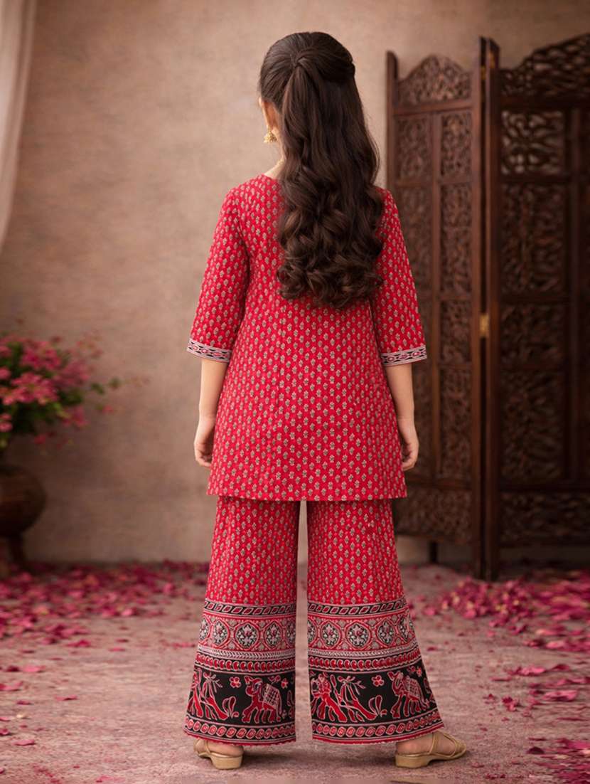 girl cotton kurta palazzo set suit set - 22463423 -  Standard Image - 4
