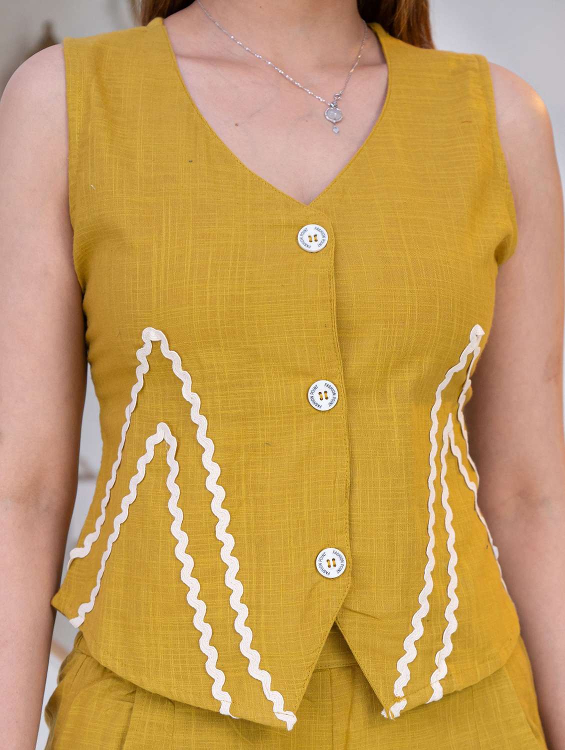 women yellow cotton top and trouser co-ord set - 22463442 -  Standard Image - 1