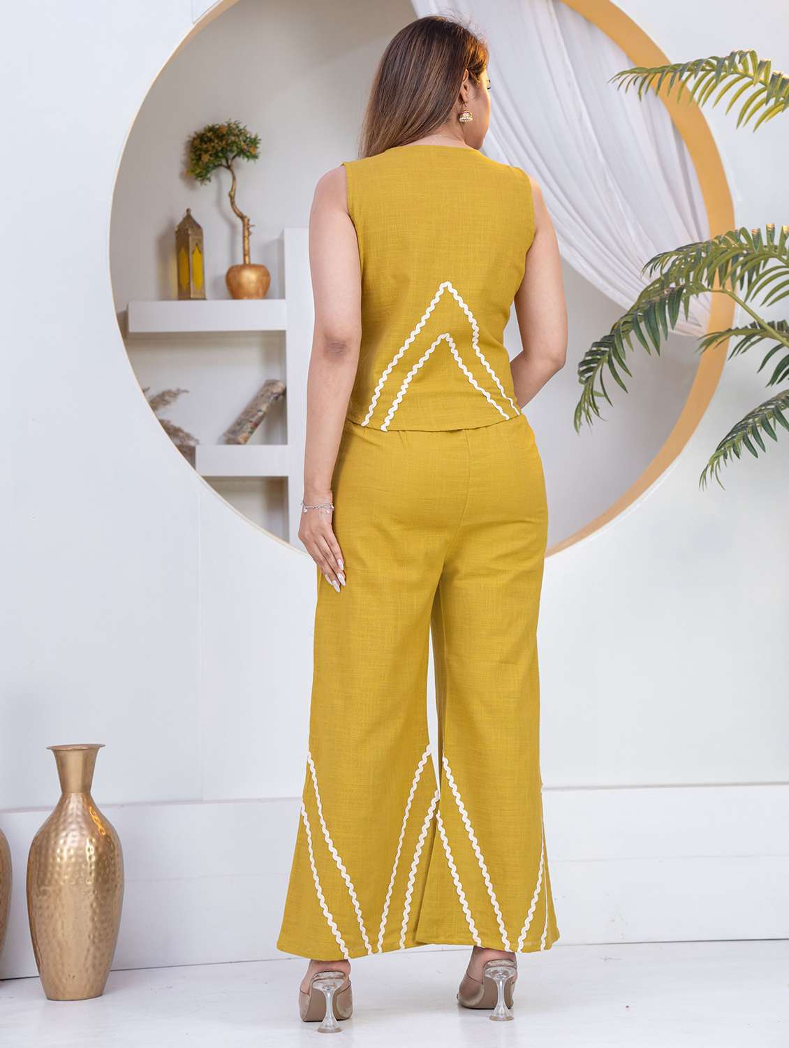 women yellow cotton top and trouser co-ord set - 22463442 -  Standard Image - 4