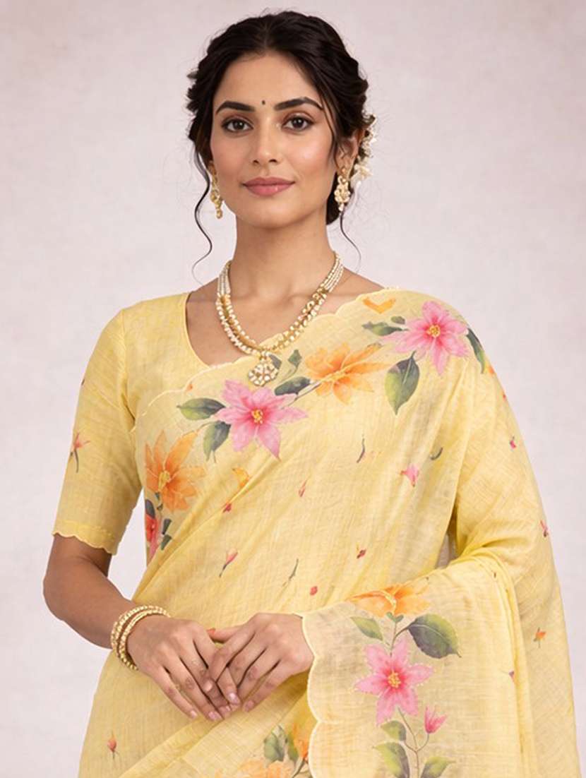women floral printed saree with blouse - 22463447 -  Standard Image - 1