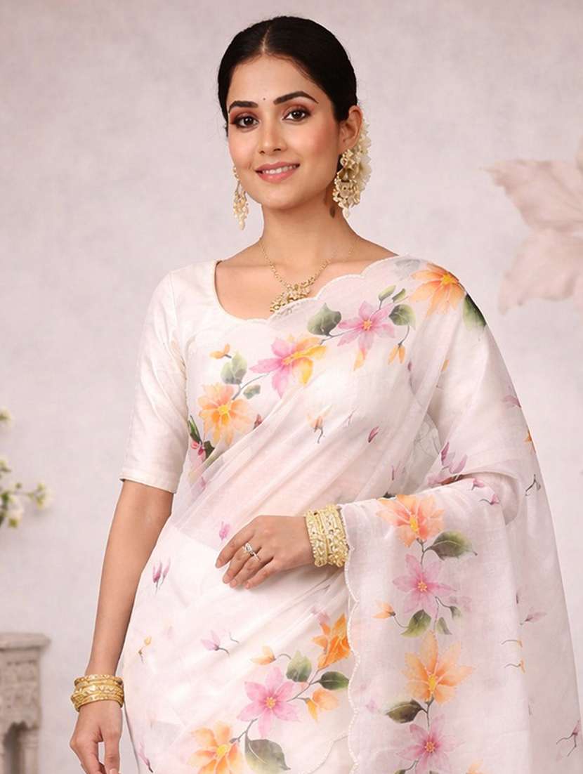 women floral printed saree with blouse - 22463450 -  Standard Image - 1