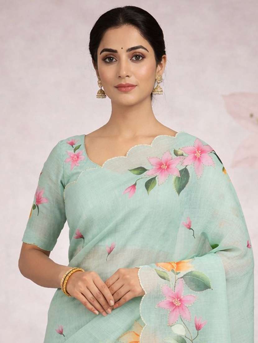 women floral printed saree with blouse - 22463451 -  Standard Image - 1
