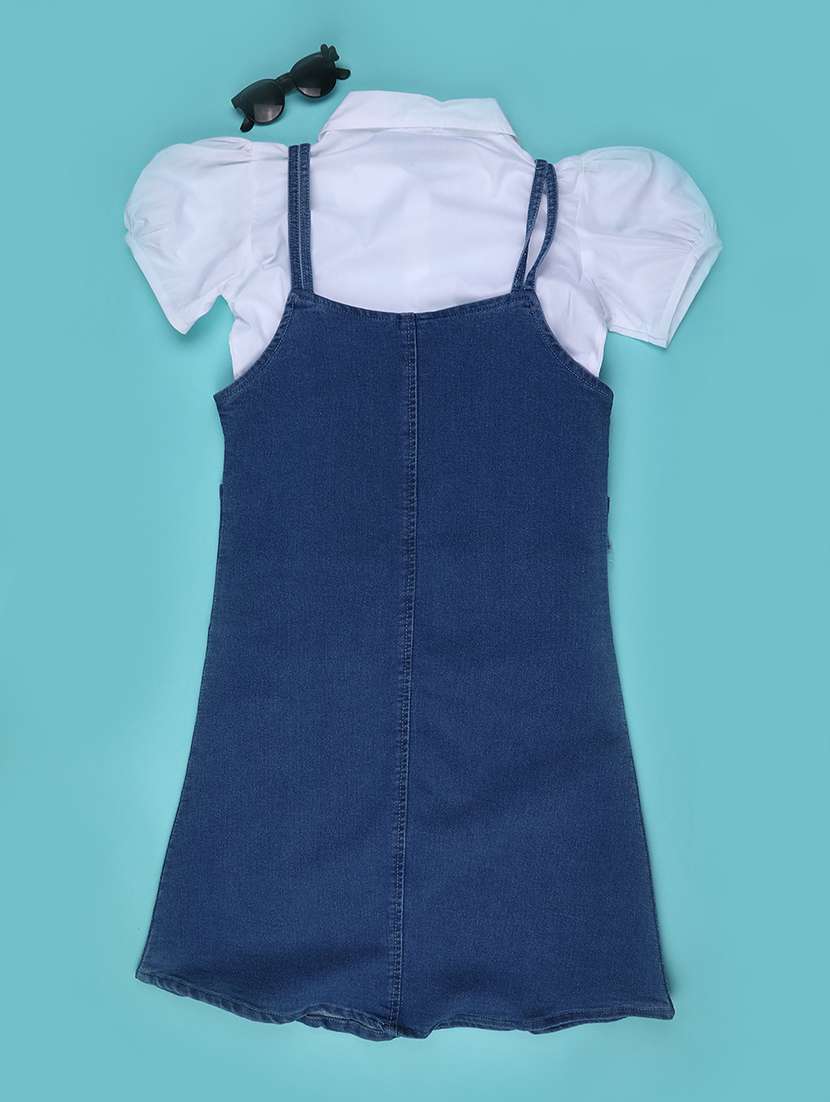 girl blue denim dungaree dress frock - 22463468 -  Standard Image - 1