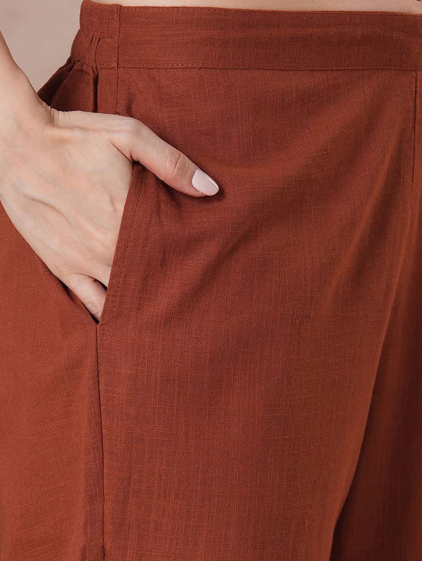 women rust kurta dupatta set - 22463502 -  Standard Image - 4
