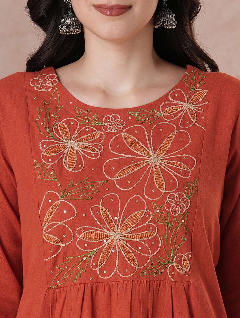 women orange kurta dupatta set - 22463505 -  Standard Image - 1