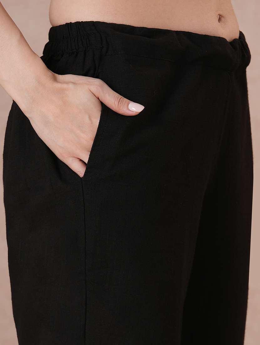 women black solids kurta dupatta set - 22463507 -  Standard Image - 4