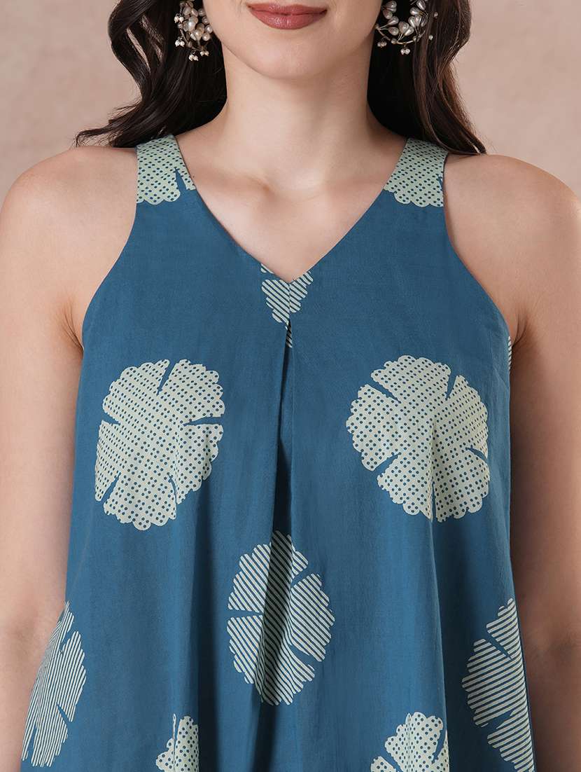 women blue cotton a-line ethnic dress - 22463540 -  Standard Image - 1