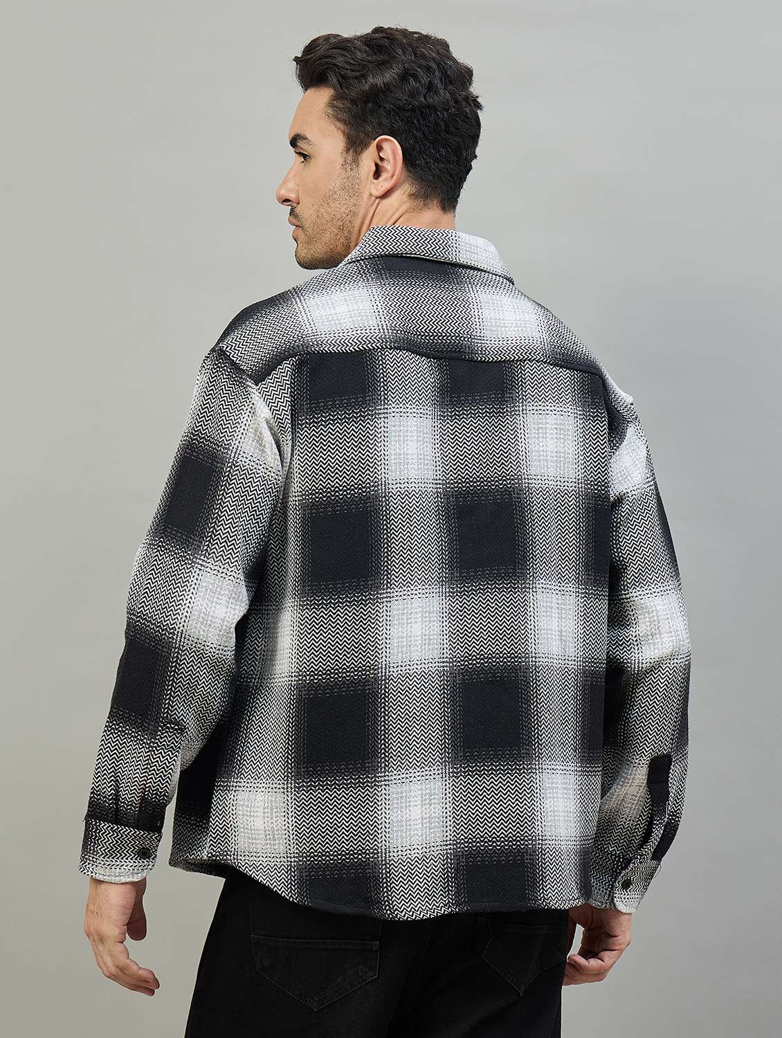 men checkered long sleeve oversized casual shirt - 22463544 -  Standard Image - 4