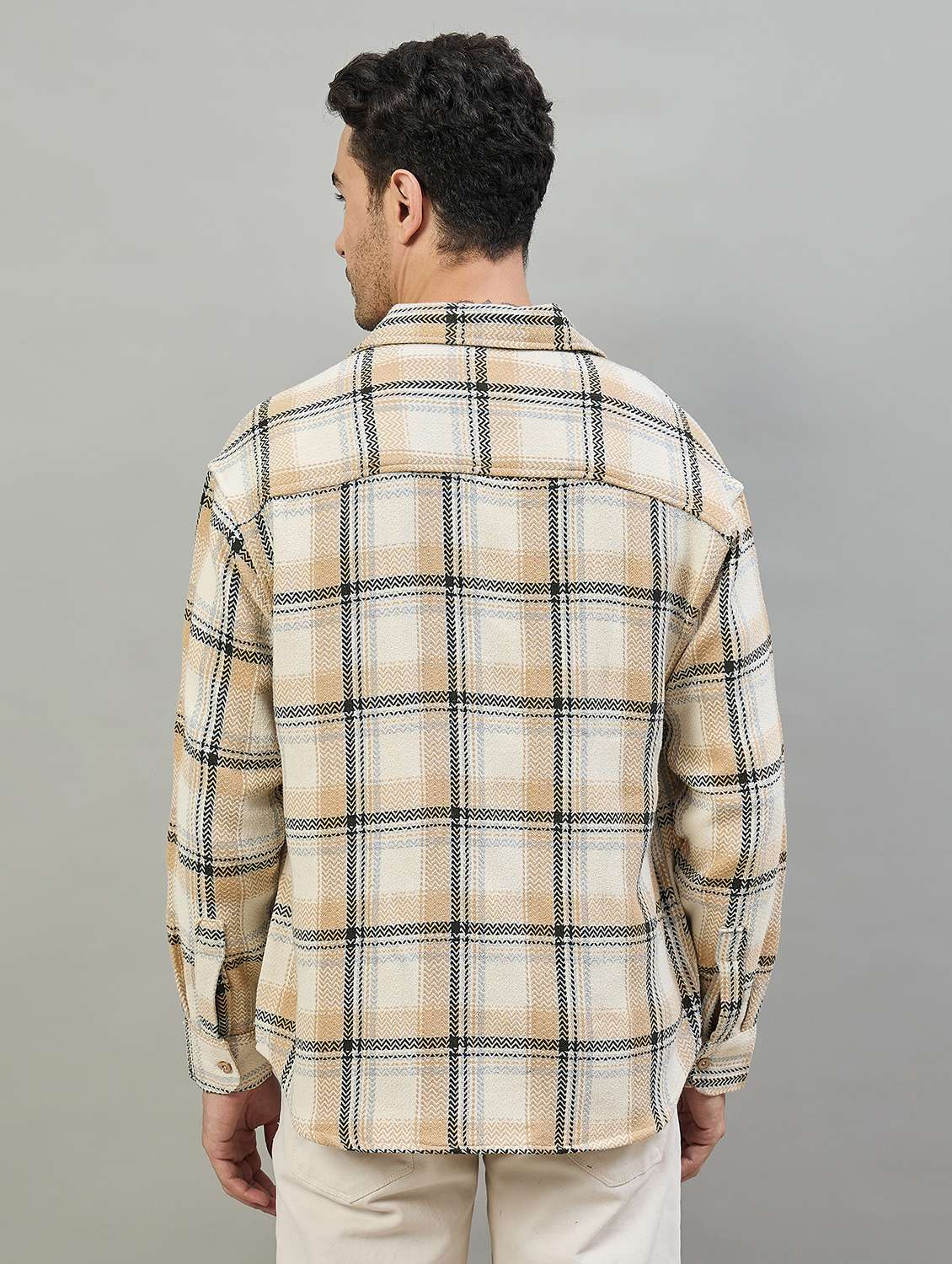 men checkered long sleeve oversized casual shirt - 22463546 -  Standard Image - 4