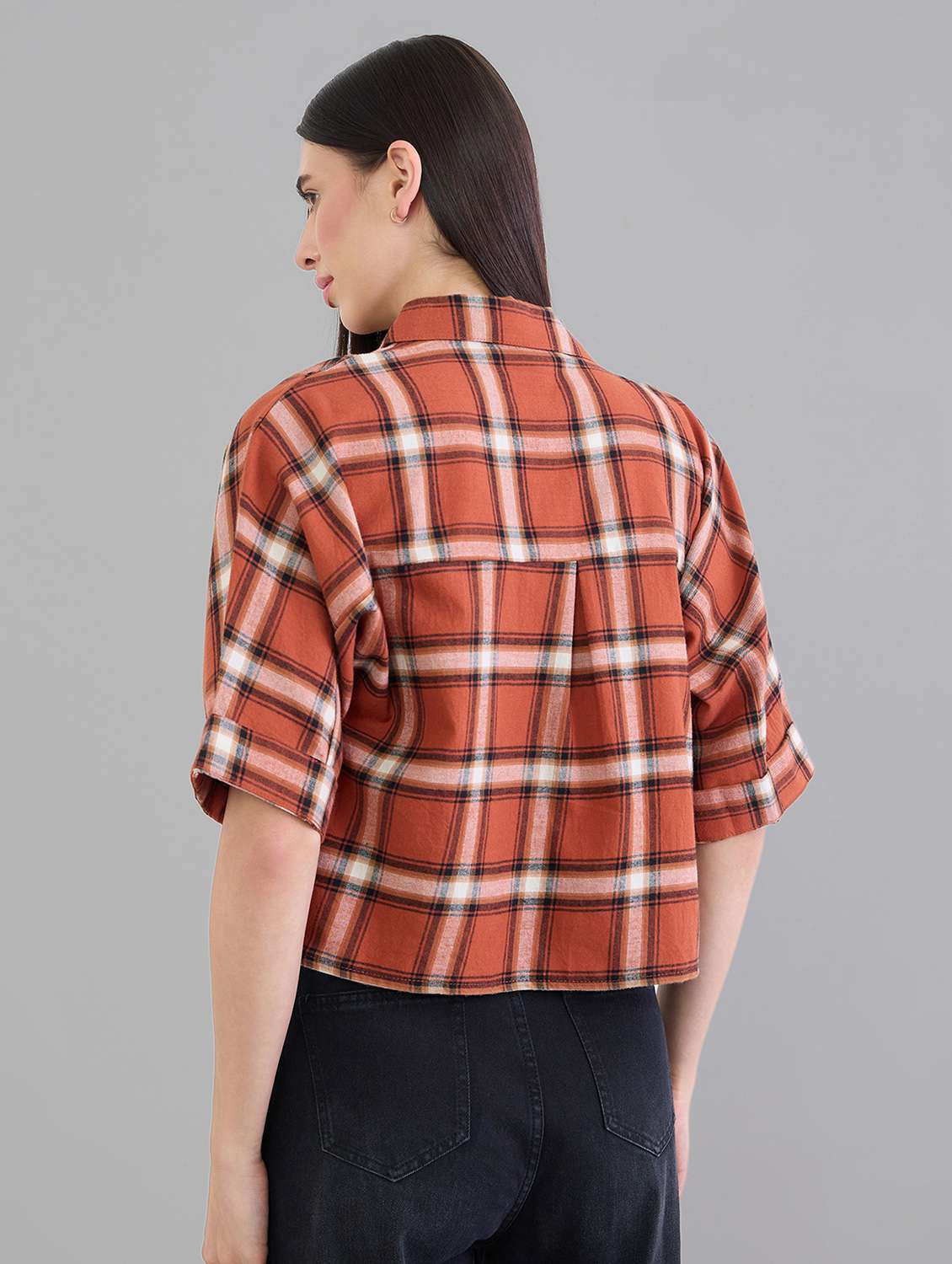 rust cotton crop shirt - 22463549 -  Standard Image - 4