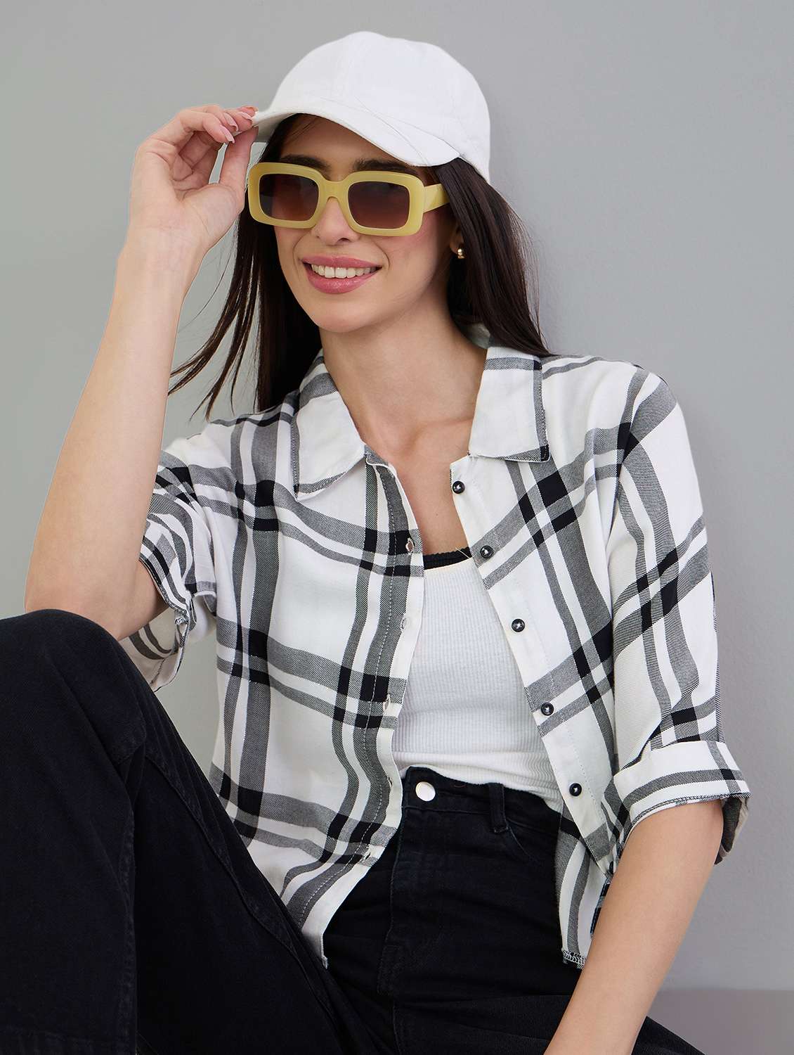 white viscose crop shirt