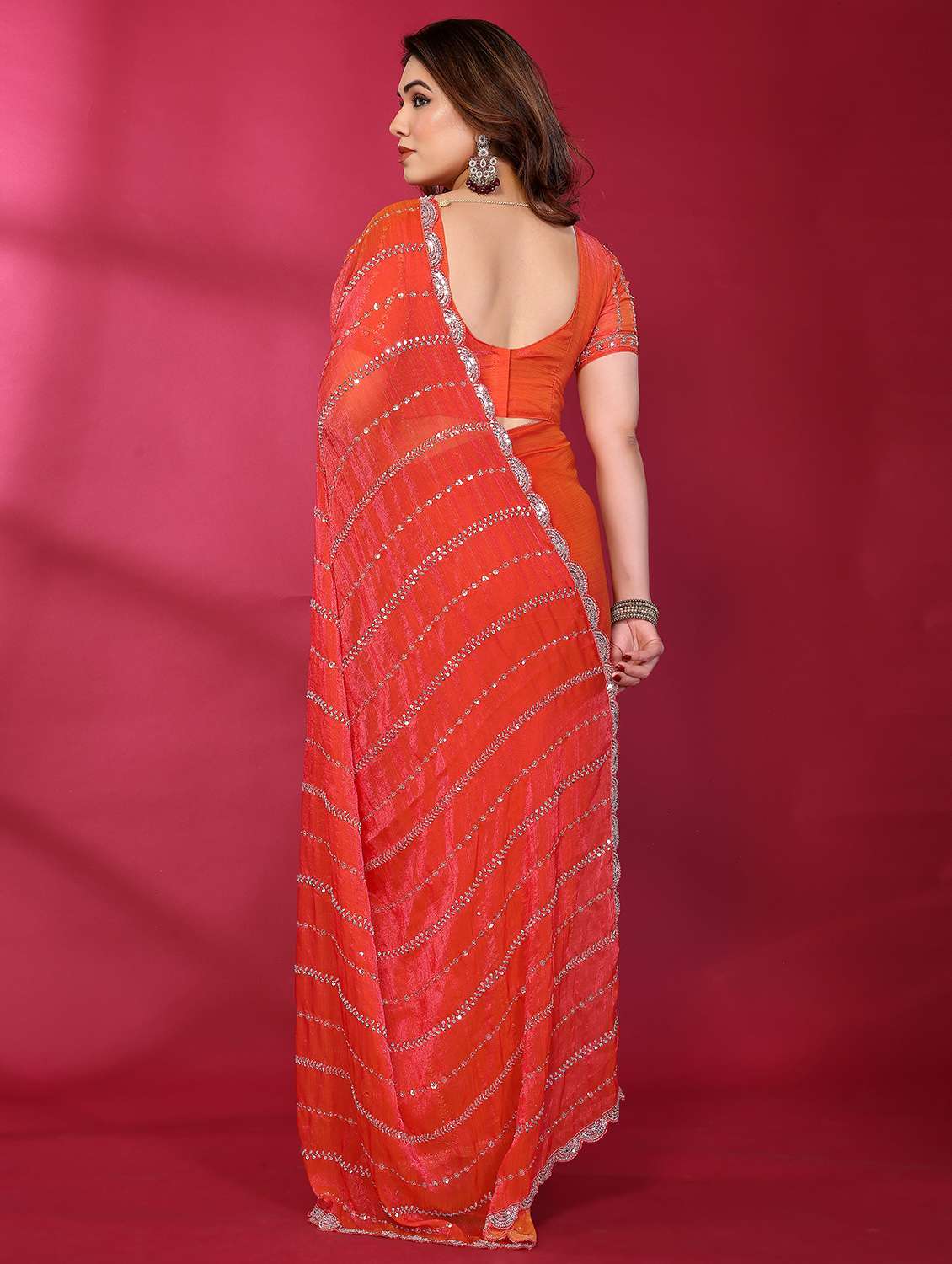 women solid with work embroidered saree with blouse - 22463552 -  Standard Image - 4