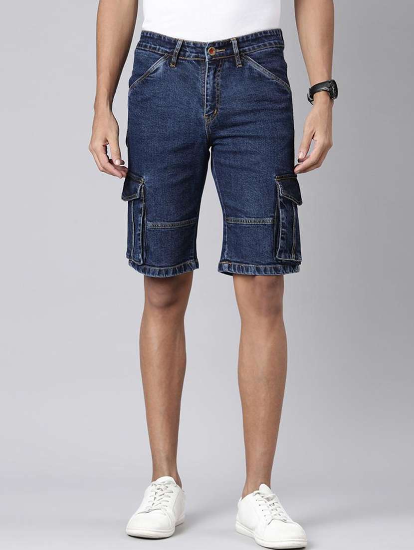 men denim cargo short