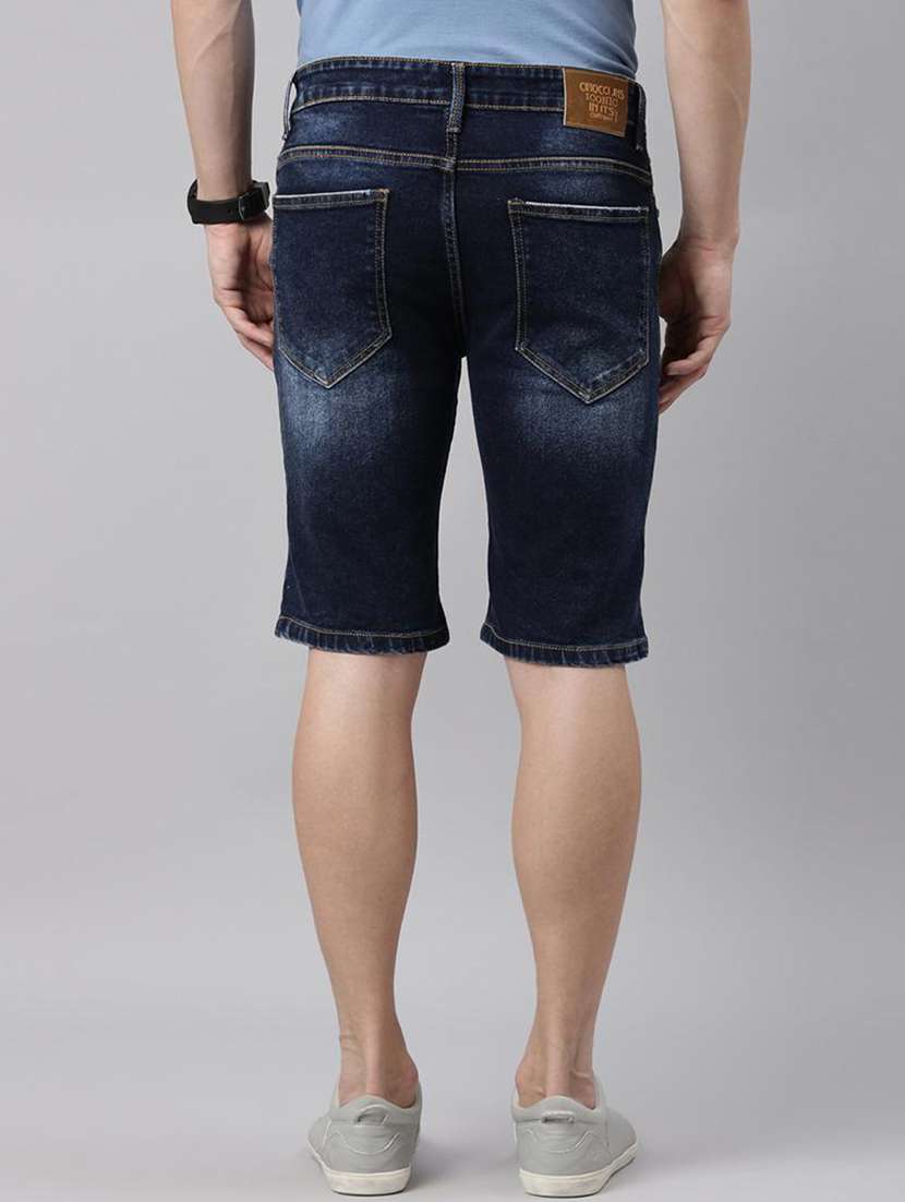 men distress mid rise regular fit shorts - 22463569 -  Standard Image - 4