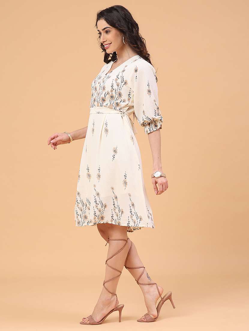women beige cotton a-line dress - 22463612 -  Standard Image - 4