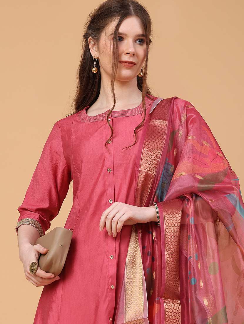 women pink kurta pant set - 22463613 -  Standard Image - 4