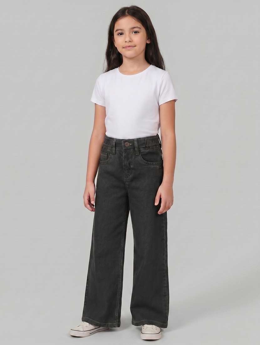 girls washed mid rise wide leg jeans - 22463814 -  Standard Image - 4