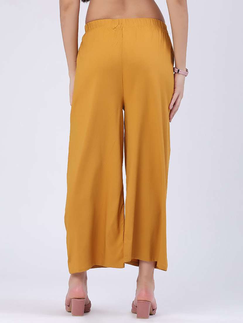 women solid high rise wide leg trouser - 22464033 -  Standard Image - 4