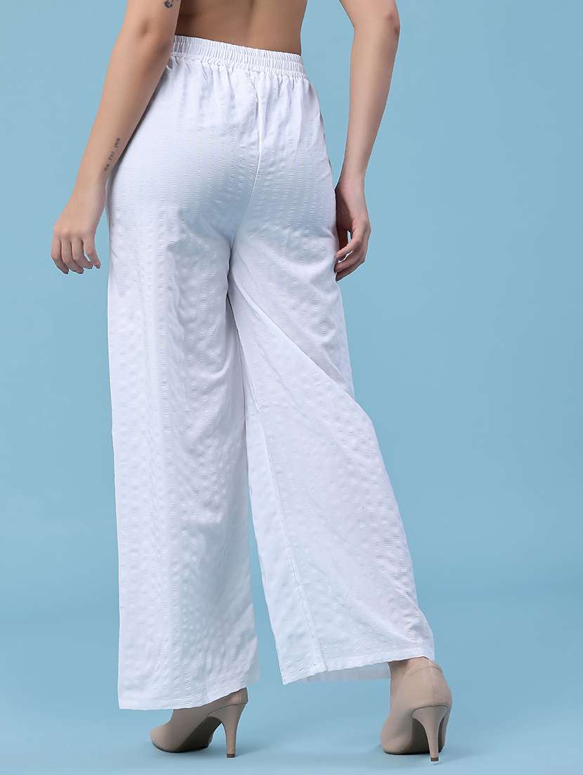 women self design mid rise wide leg trouser - 22464035 -  Standard Image - 4