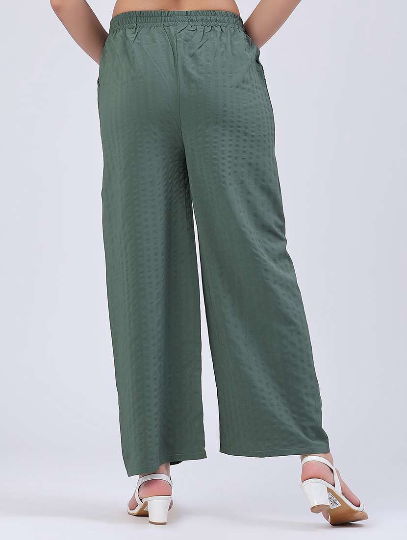 women self design mid rise wide leg trouser - 22464038 -  Standard Image - 4