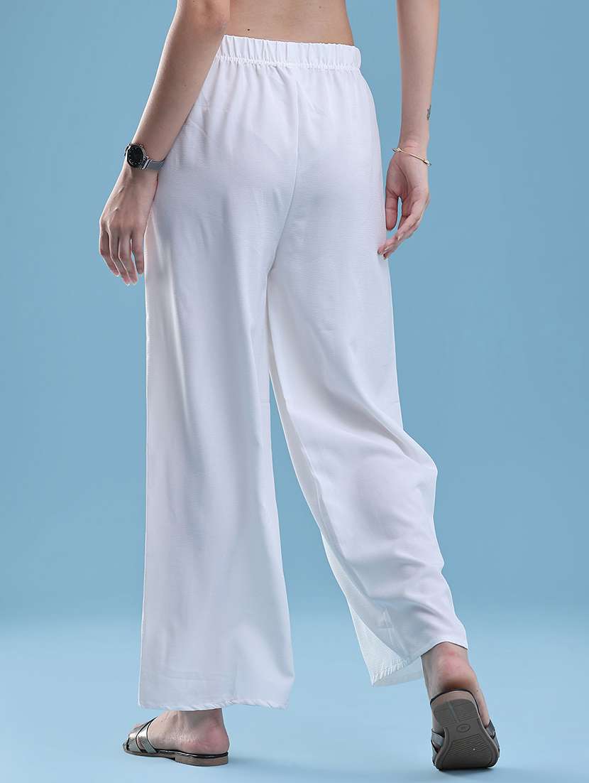 women solid mid rise wide leg trouser - 22464040 -  Standard Image - 4