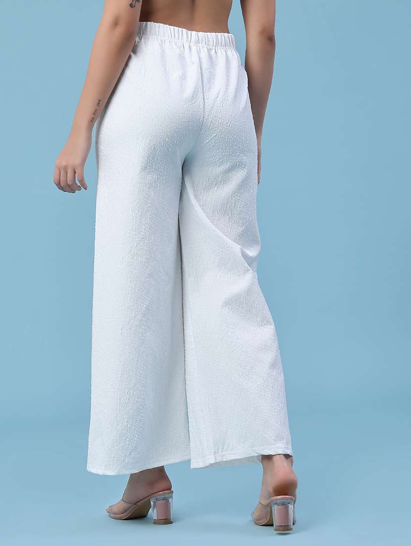 women self design mid rise wide leg trouser - 22464044 -  Standard Image - 4