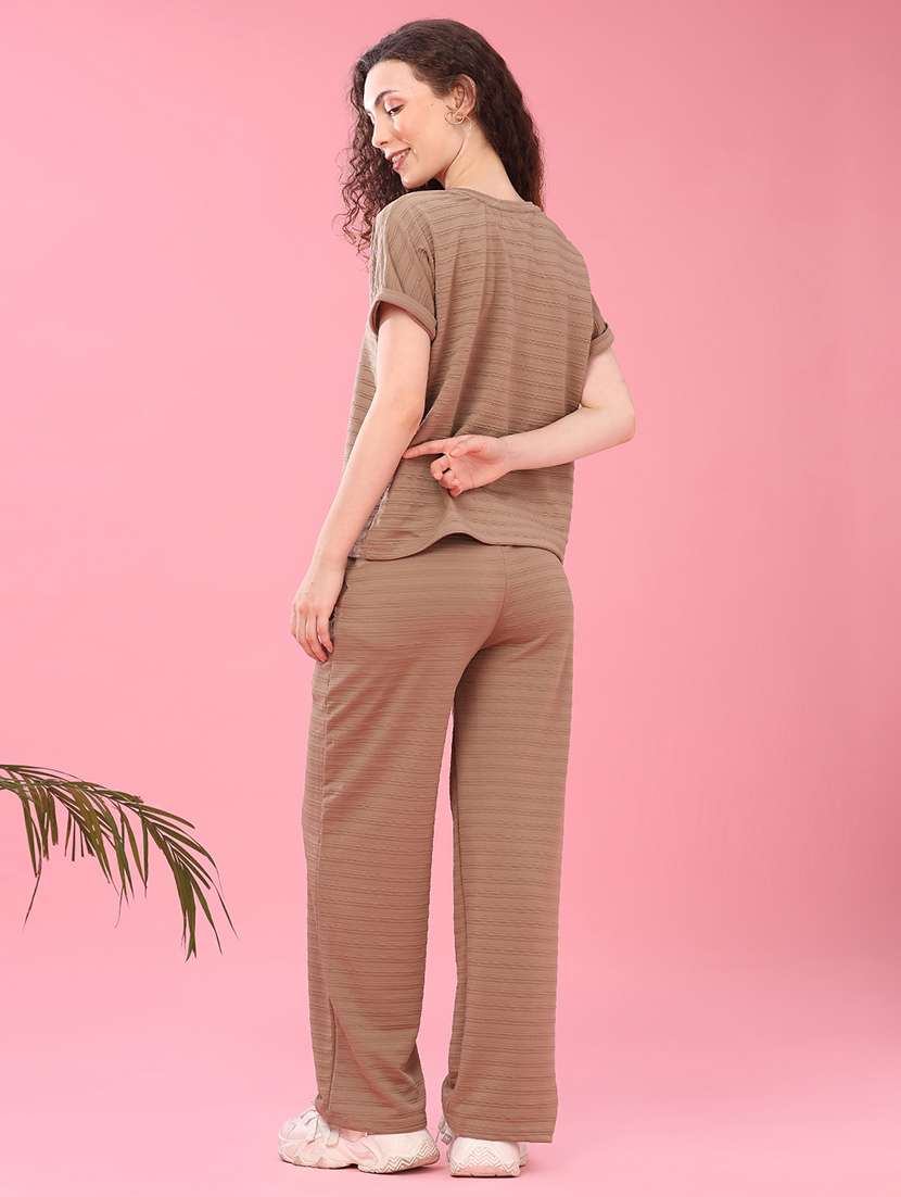women self design short sleeves top and trouser co-ord set - 22464114 -  Standard Image - 4