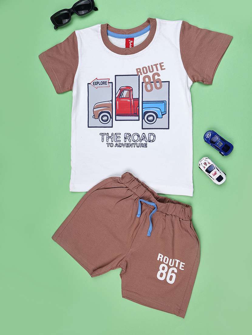 kids printed round neck t-shirt and shorts set - 22464149 -  Standard Image - 1