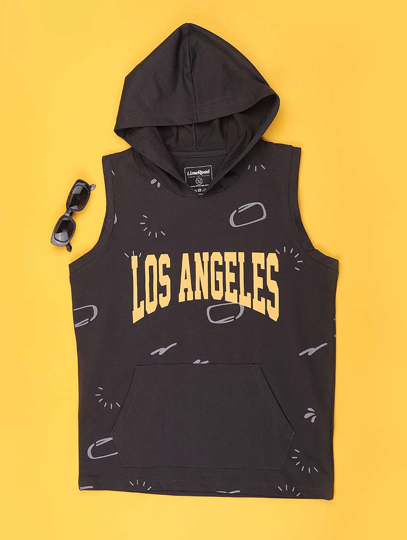 boys printed sleeveless hooded t-shirt - 22464255 -  Standard Image - 1