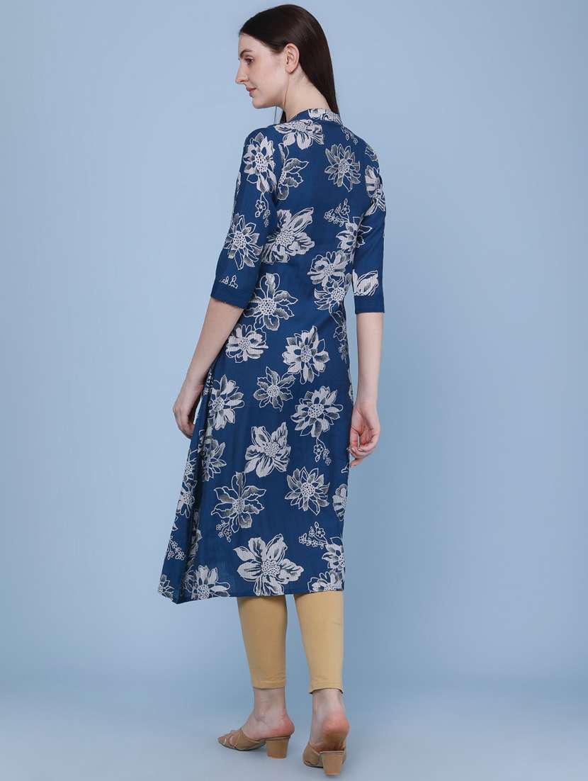 women printed three quarter sleeve kurta - 22464280 -  Standard Image - 4