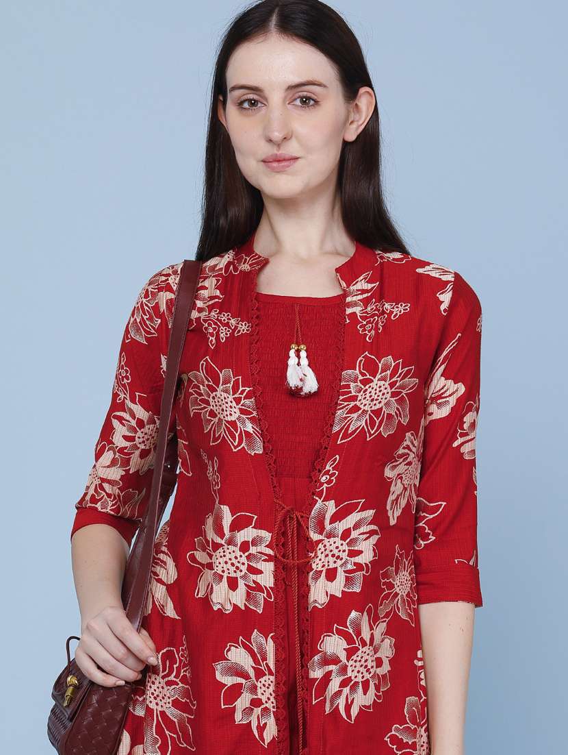 women printed three quarter sleeve kurta - 22464281 -  Standard Image - 1