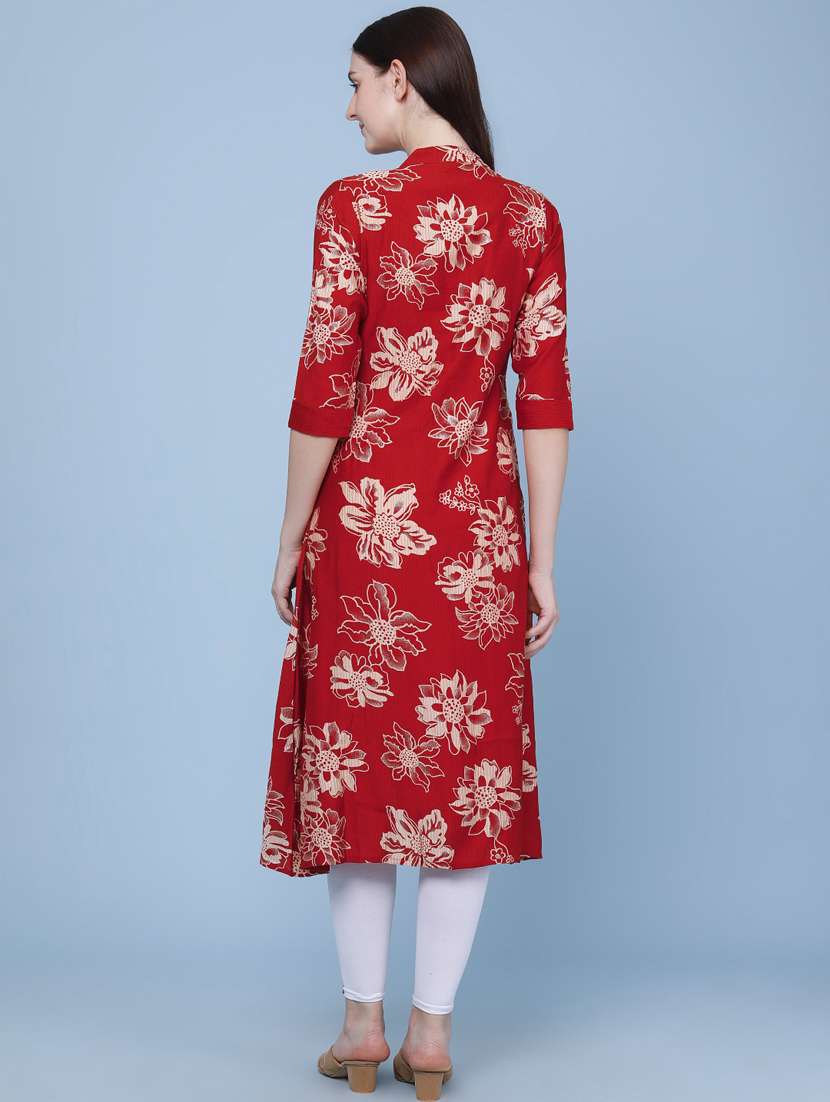 women printed three quarter sleeve kurta - 22464281 -  Standard Image - 4