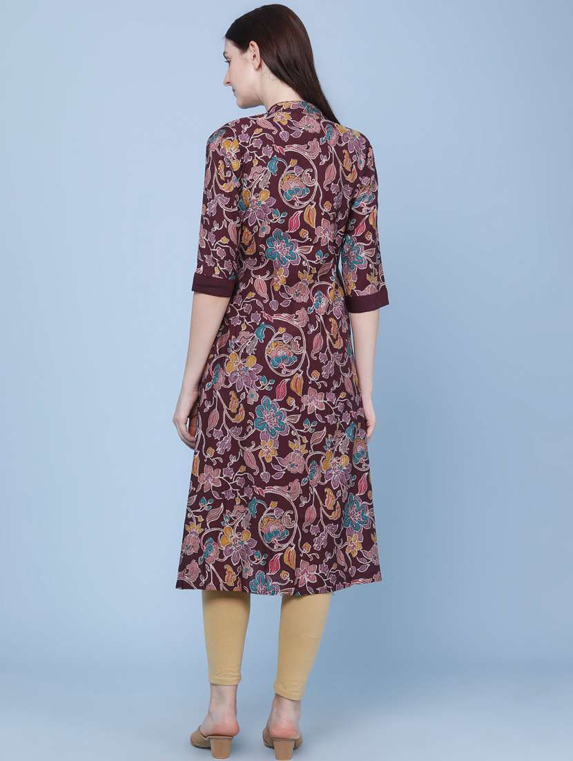 women printed three quarter sleeve kurta - 22464282 -  Standard Image - 4