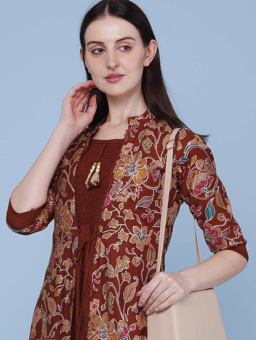 women printed three quarter sleeve kurta - 22464283 -  Standard Image - 1