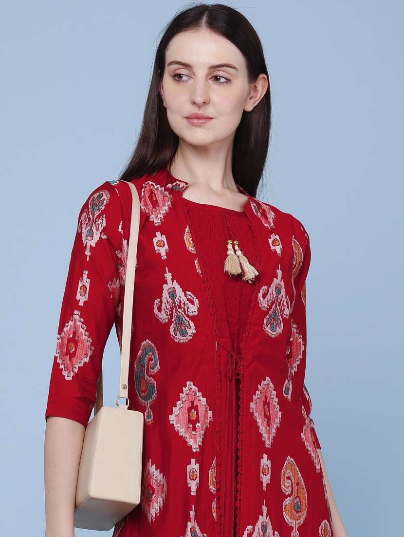 women printed three quarter sleeve kurta - 22464284 -  Standard Image - 1