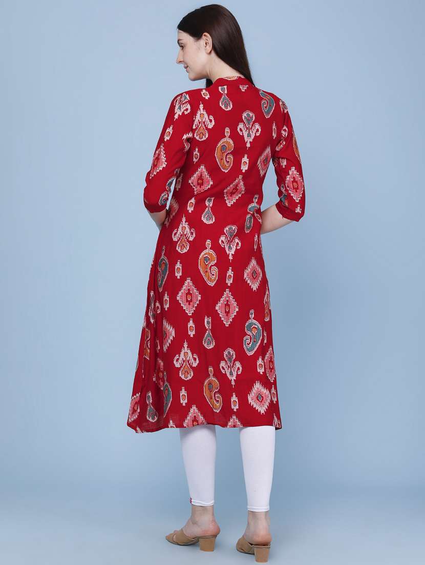 women printed three quarter sleeve kurta - 22464284 -  Standard Image - 4