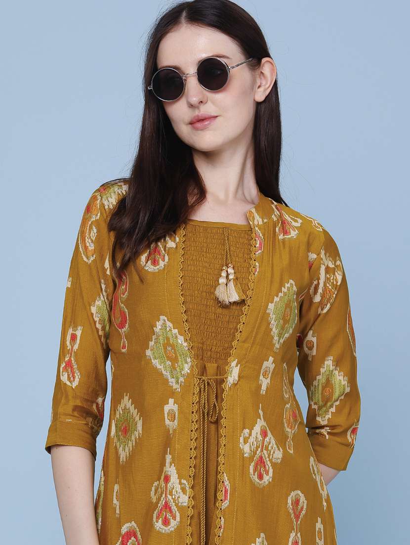 women printed three quarter sleeve kurta - 22464285 -  Standard Image - 1