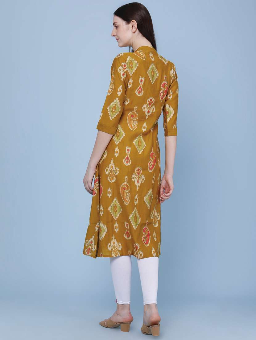 women printed three quarter sleeve kurta - 22464285 -  Standard Image - 4