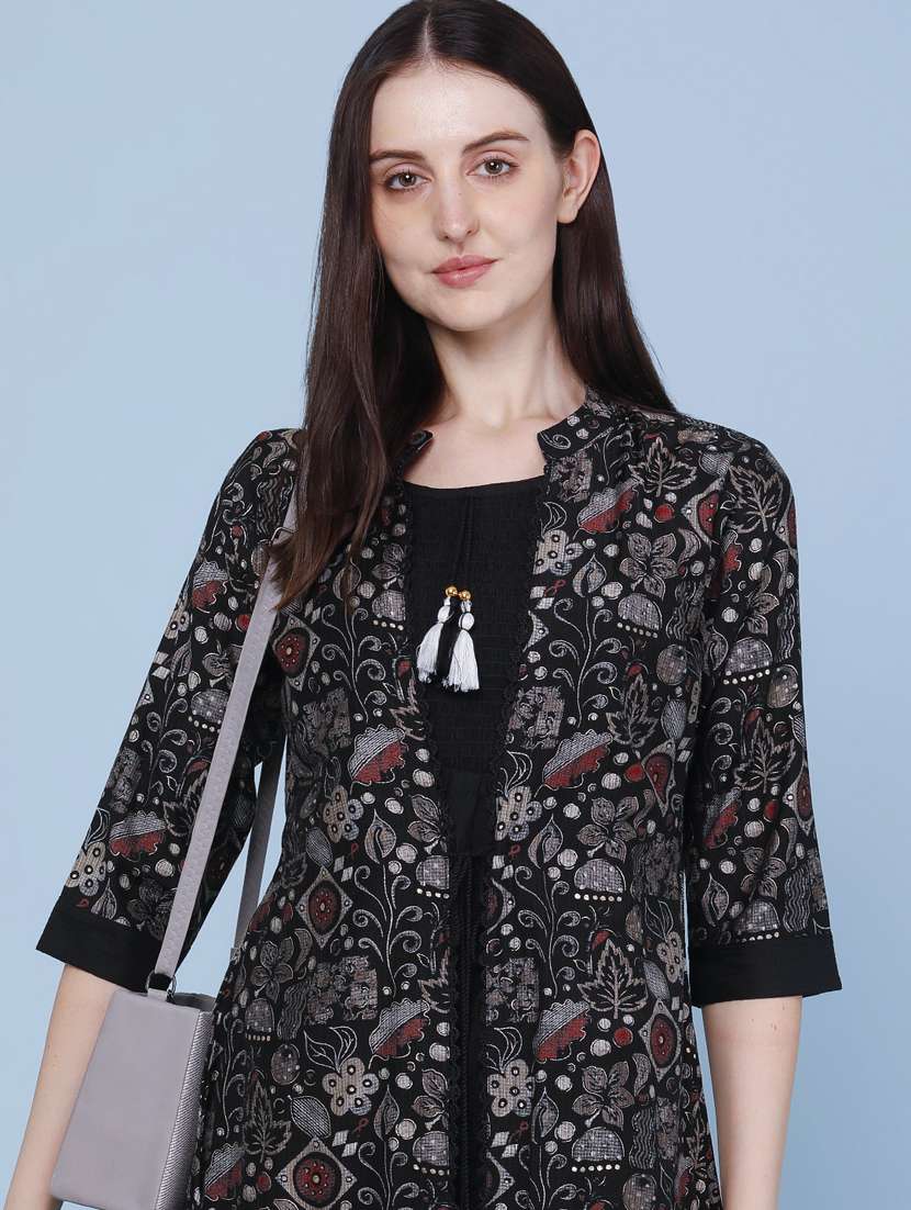 women printed three quarter sleeve kurta - 22464287 -  Standard Image - 1