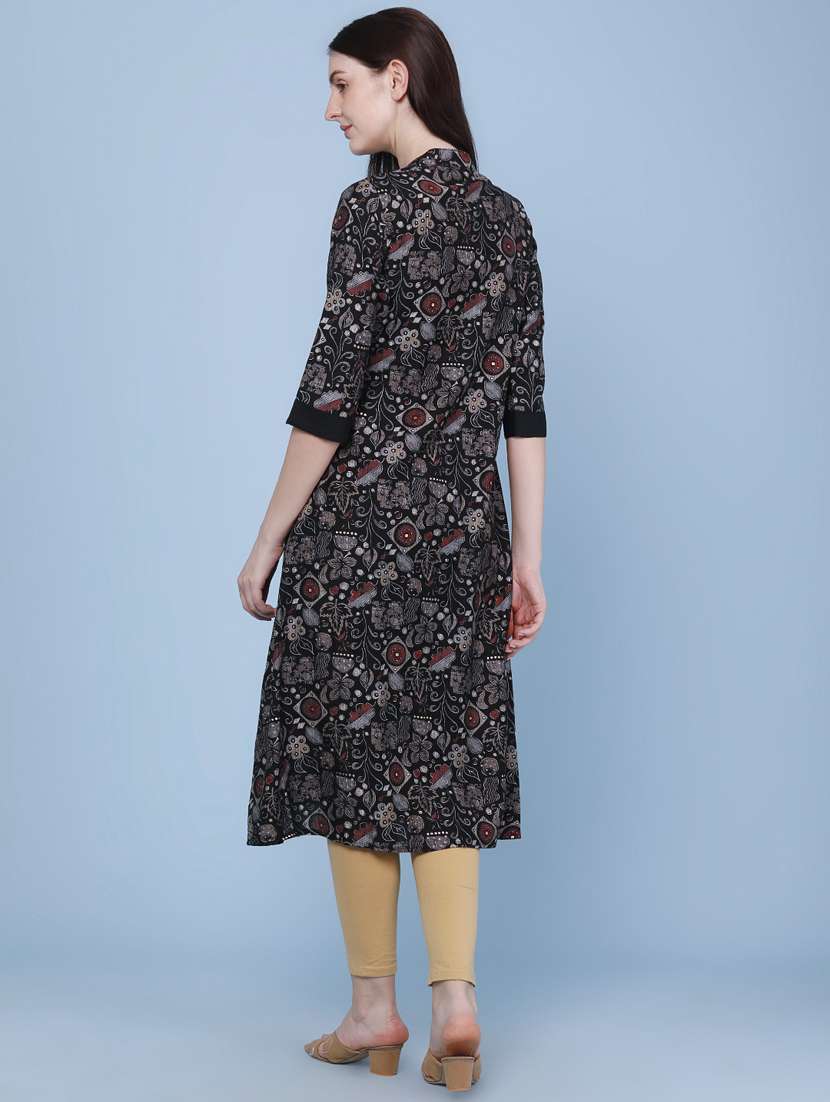 women printed three quarter sleeve kurta - 22464287 -  Standard Image - 4