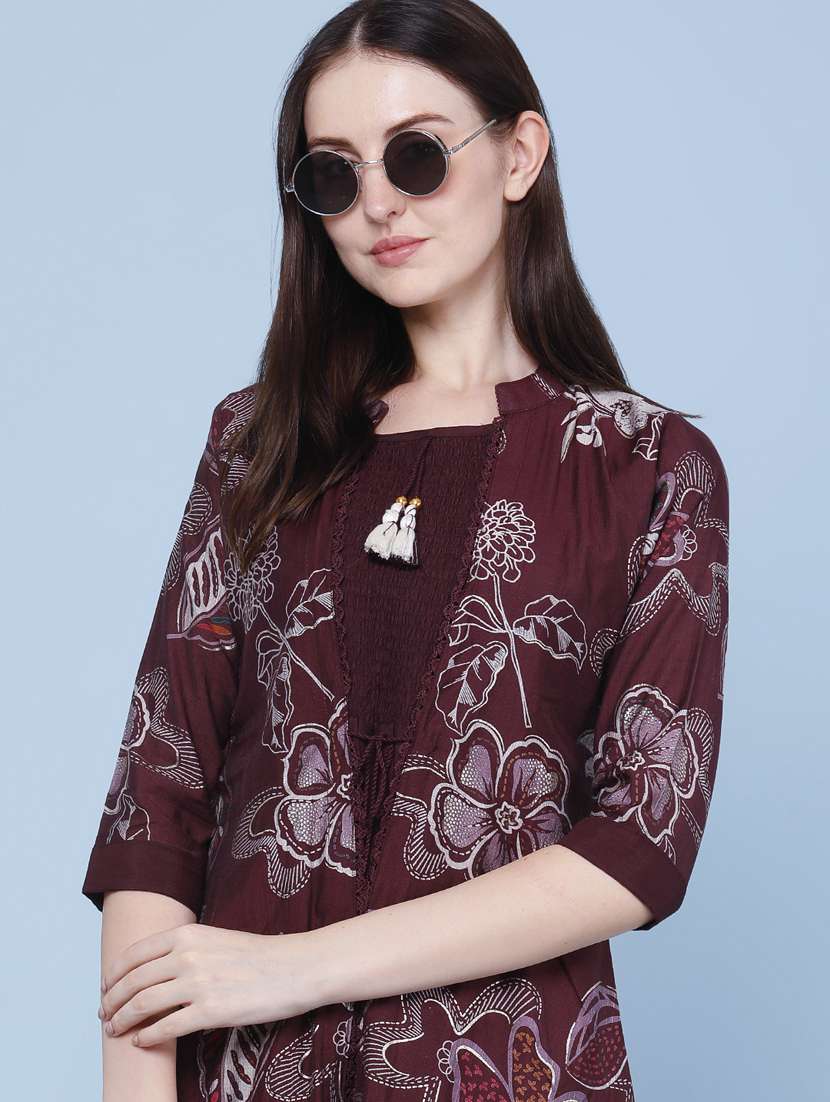 Women Printed Three Quarter Sleeve Kurta - 22464289 -  Standard Image - 1