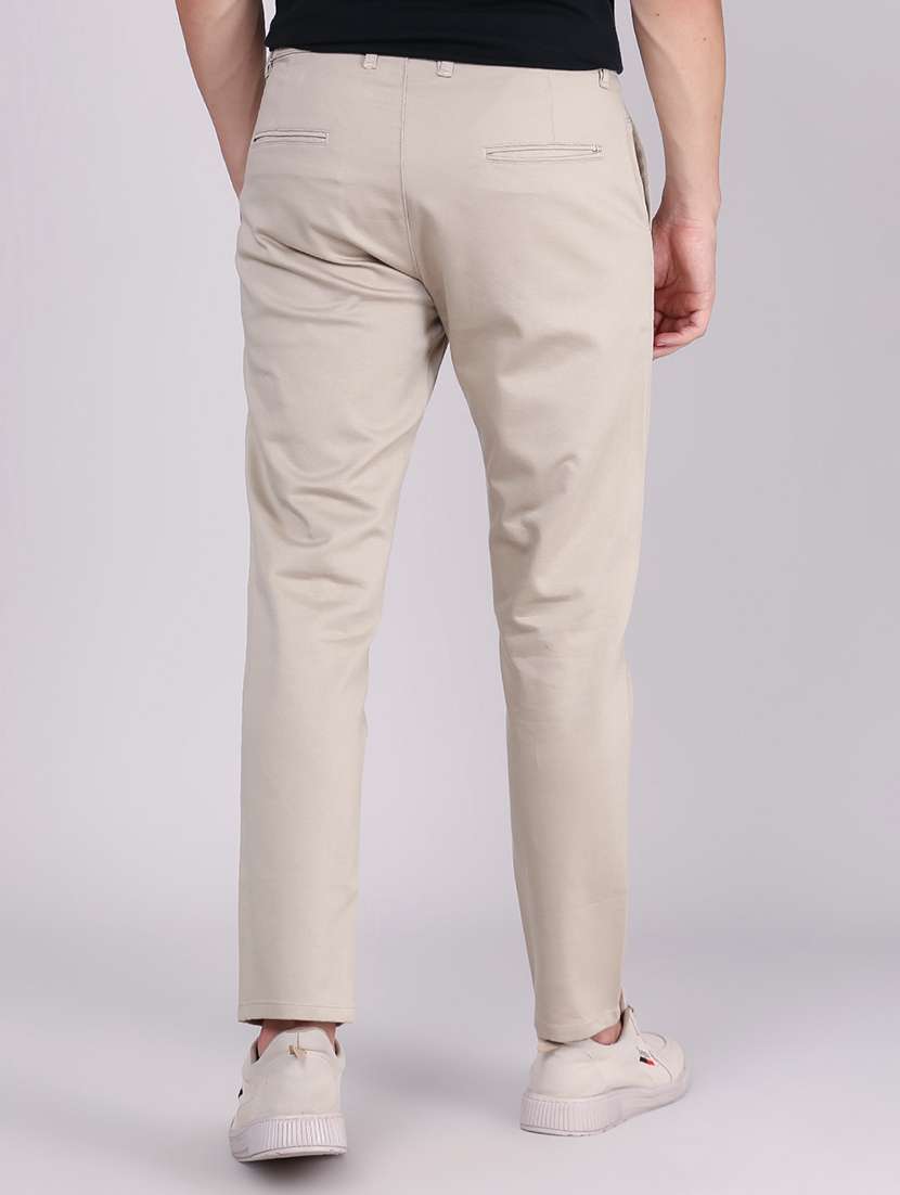 Men Solid Mid Rise Chinos Casual Trouser - 22464419 -  Standard Image - 4