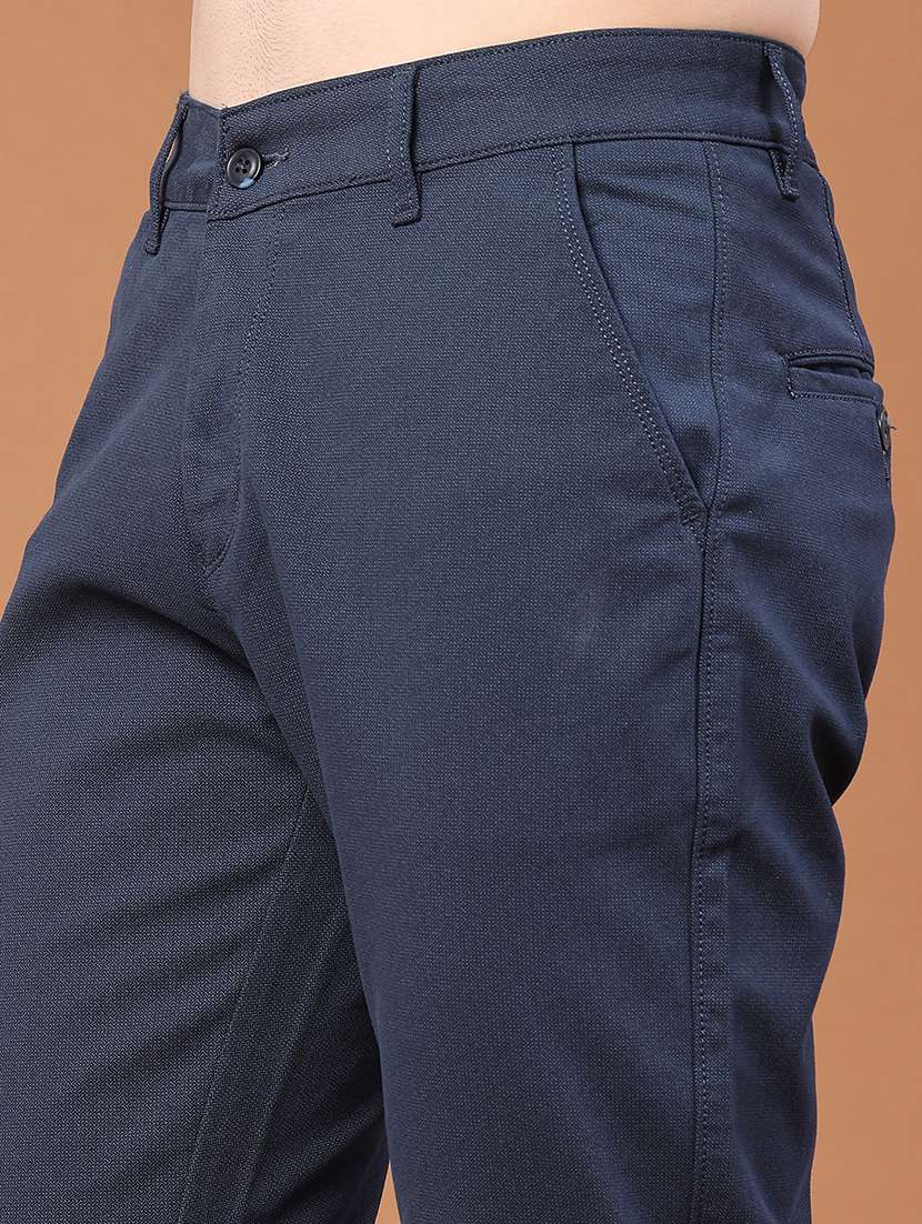 Men Solid Mid Rise Chinos Casual Trouser - 22464421 -  Standard Image - 1