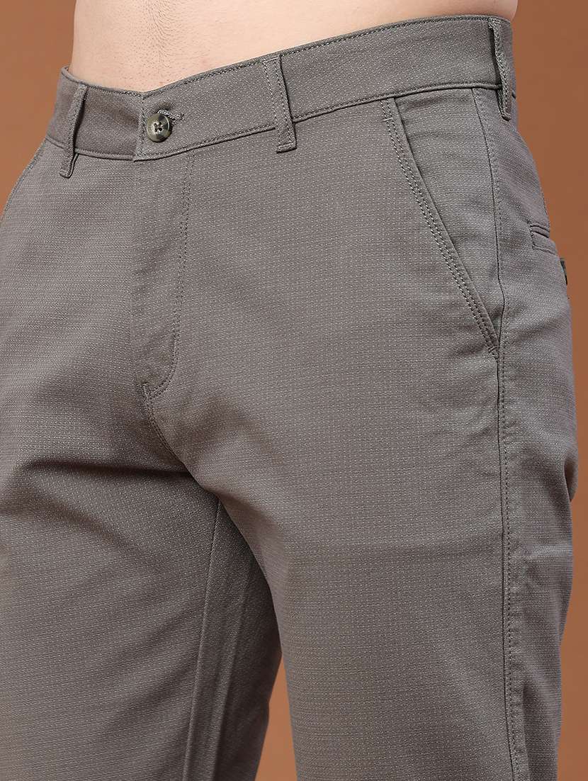 Men Solid Mid Rise Chinos Casual Trouser - 22464426 -  Standard Image - 1